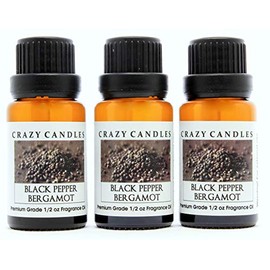 Crazy Candles Black Pepper Bergamot (Made in USA) 3 Bottles 1/2 Fl Oz Each (15ml) Premium Grade Scented Fragrance Oil