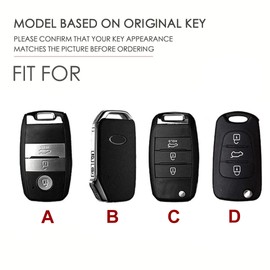 ontto Leather Car Key fob Cover fit for Hyundai I20 I30 Ix20 Ix25 Ix35 Elantra Accent KIA Sportage Rio 3 Soul Optima Ceed Flip Key case Key Holder Shell Keychain Keyring Protector Accessories Black D