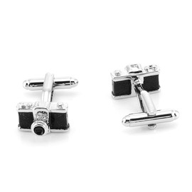SHIPITNOW Cufflinks Photo Camera Black and Silver Lens - Cufflinks Photography Theme - Fancy Accessory or Photographer Costume for Shirt and Suit Jacket