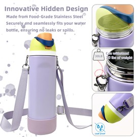 Silicone Boot Set for Cute Owala Water Bottle 40 oz - Includes Non-Slip Sleeve, Shoulder Strap & Handle Strap, Perfect Owala Accessories, Fits Owala Tumbler, Owala Free Sip, Pink owala (Purple)