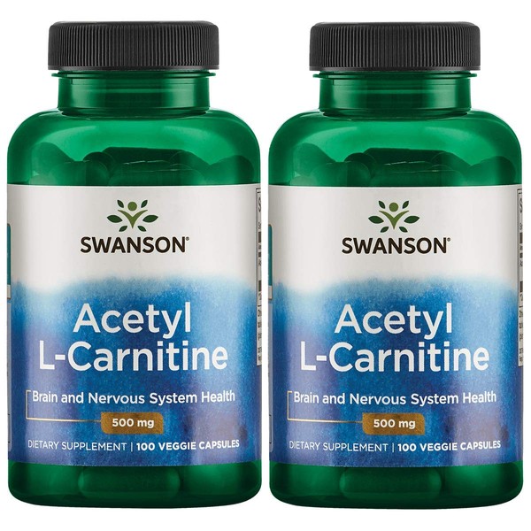 Swanson Acetyl-L-Carnitine - Amino Acid Supplement Promoting Cognitive Health & Muscle Support - Natural Formula May Promote Nervous System Health - (100 Veggie Capsules) 2 Pack