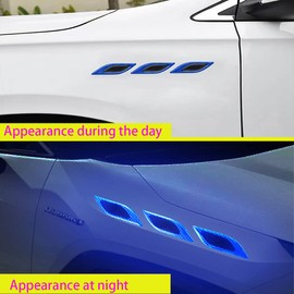 6 PCS 3D Strong Reflective Stripe Sticker,Car Fender Hood Bumper Reflective Decal,High-Intensity Night Visibility Reflective Decal Safety Warning Diamond Grade Carbon Fiber for Car SUV (Blue)