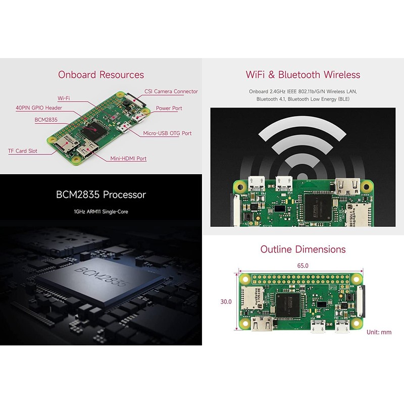 DIGISHUO Raspberry Pi Zero WH Complete Kit 1GHz 512M Wtih