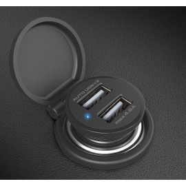 Kashimura NDC-030 DC-4.8A USB 2-Port Auto Identification USB Car Charger Splitter Compatible with 12/24V Vehicles