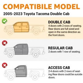Kit of Roof rack crossbars For 2005-2015 2016-2021 2022 2023 Toyota Tacoma N220 N300 Pickup Truck Double Cab Only Roof Rails Multifunctional Cargo Bars Roof Top Luggage Carrier