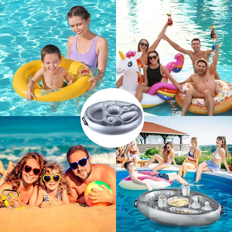 MTINRNI Pool Drink Holder, Inflatable Drink Holder with 8 Holes,