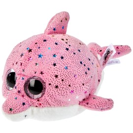NICI 46964 Glubschis: The Original Cuddly Dolphin Delfina 15 cm-Sea Creature Plush Toys for Girls, Boys and Babies, Stuffed Animal with Big Glittery Eyes for Cuddling & Playing, Pink/White