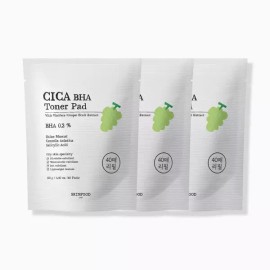 Skinfood 스킨푸드 데일리토너 샤인머스캣 리필 토너 시카 바하 패드 3개 125g 40매 Skinfood Daily Toner Shine Muscat Refill Toner Cica BHA Pad 3 pcs 125g 40 sheets [Shine Muscat pads 40 sheets, 3 pieces.]