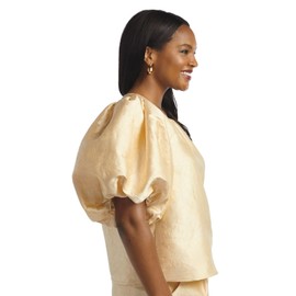 Masseys Bubble Sleeve Jacquard Top, 5X, Ivory