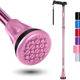 REHAND すべての地形の杖 - 折りたたみ杖 - お中元 敬老の日- 杖 男性用と女性用の8段階調節介護杖 - 高齢者用ステッキ - つえ(ピンク)