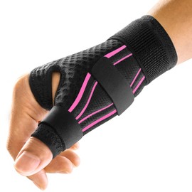 FREETOO Ergonomical Thumb Support for Arthritis, Breathable and Soft Thumb Splint, Right Hand or Left Hand Thumb Brace for Trigger Thumb,Tendonitis,Sprain.Fit both Women and Men(S/M Pink/Black)