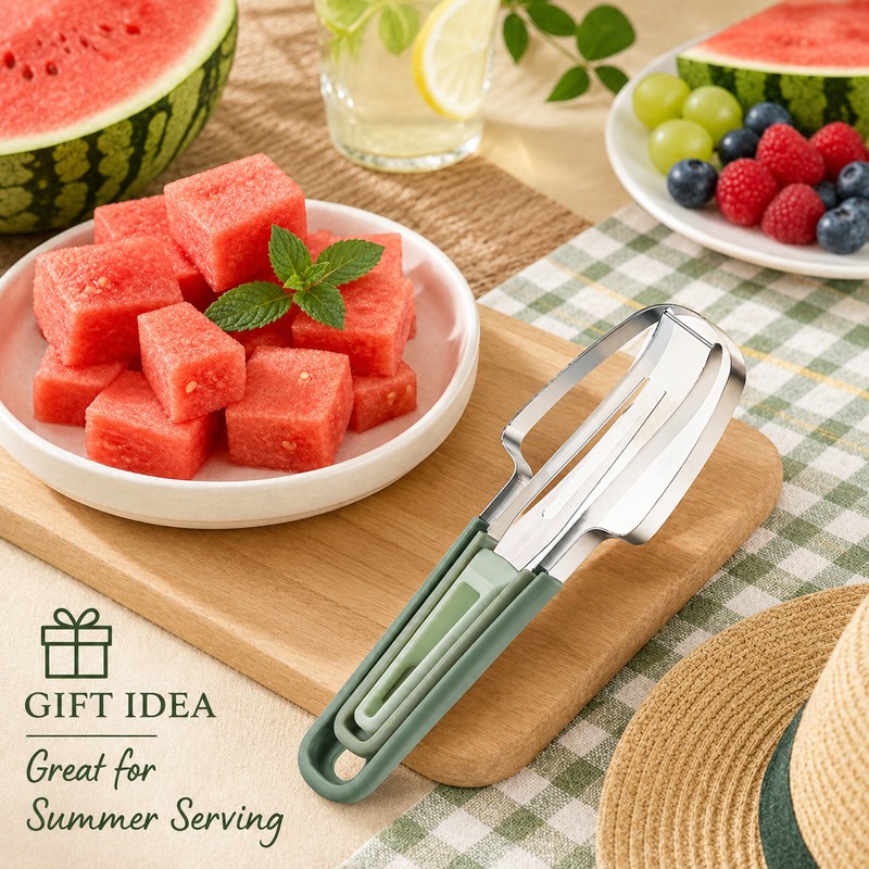 3-in-1 Watermelon Slicer Tool for Easy Serving – Stainless Steel