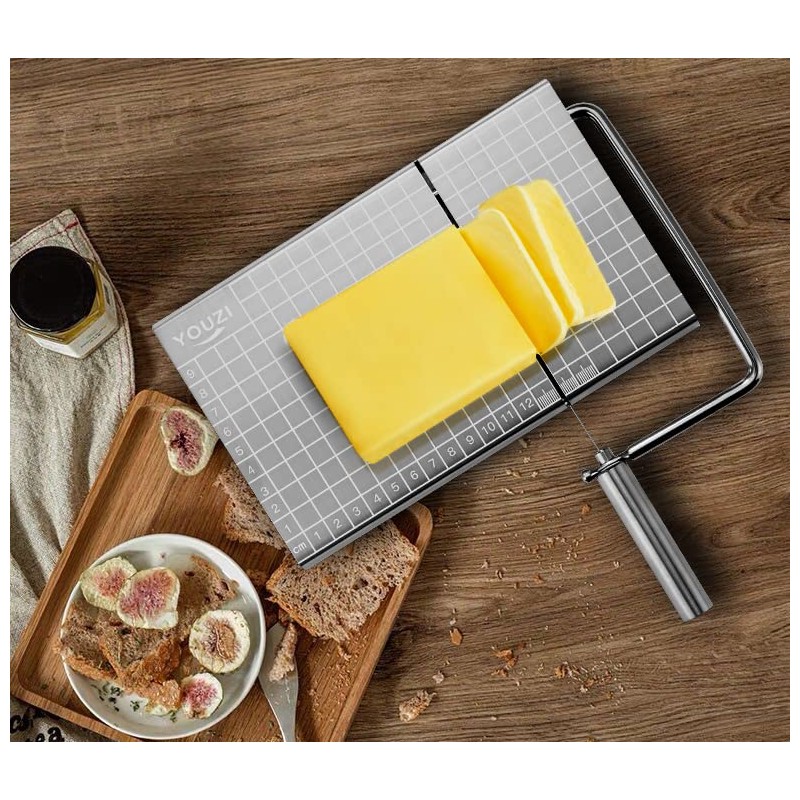 Stainless Steel Cheese Slicer with 10 Replacement Wires, Metal Cheese