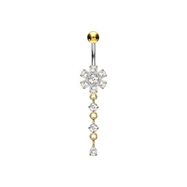 PIERCINGLINE Titanium Belly Button Piercing | Flower 925 Silver | Piercing Banana Bell Banana | Choice of Colours, Titanium (grade 23) / 925 silver