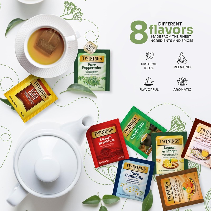 Twinings 48 Tea Bags Herbal Variety Pack – 8 Flavors