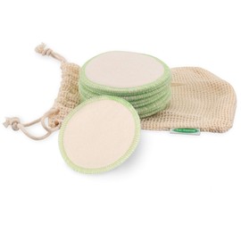 Io Nova ® Washable Make-Up Pads, Pack of 12, Reusable Cotton Pads with Laundry Bag, Sustainable, Soft, Gentle on the Skin, Perfect for Facial Cleansing for All Skin Types, Green, White