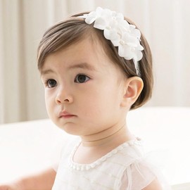 Baby Girl Headbands, White, Stretchy Headband, Double Lace, Bowknot Hairband, Soft Baby Hairband, Nylon, Newborn Hair Accessories, Baby Gifts for Newborns (White-A, Adjustable)