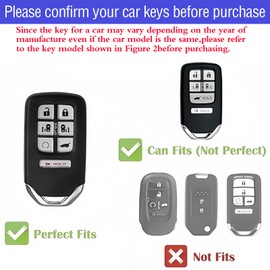 COTIYBOK for Honda Key Fob Cover Soft TPU with Leather Keychain 360 Degree Protection Key Case Shell Holder Fits for 2018-2024 Honda Odyssey Elite EXL EX EX-L LX Touring 7 Buttons Smart Key,A Black