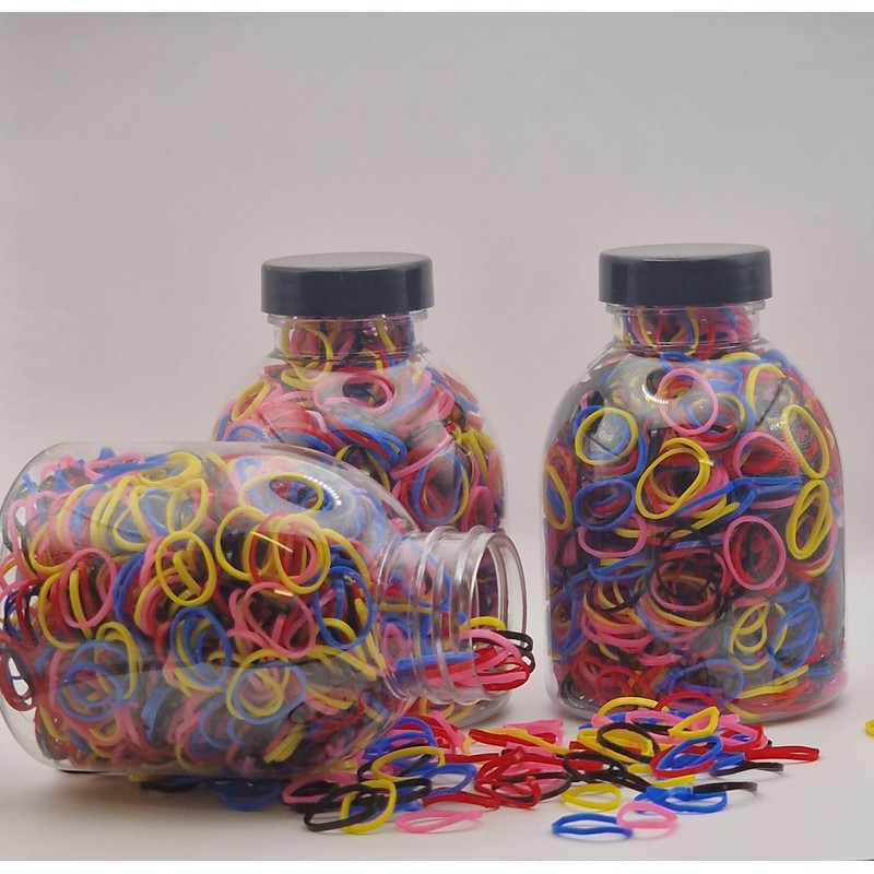 Colourful Hair Bands, 1000 Pieces, Multi-Colour Elastic Rubber Bands, Small