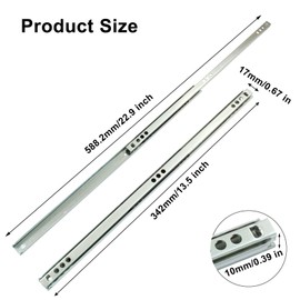 Dijedev 13.5 Inch Metal Drawer Slides, 12pcs Ball Bearing Two Way Slide Track Rail, Silver, Side Mount, Heavy Duty Dresser Drawer Slides for Kitchen Cabinet