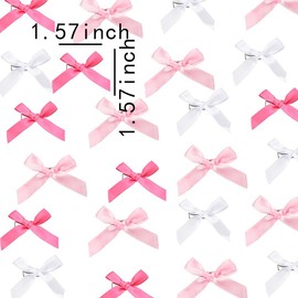 Mini Hair Bows for Women Girls White Pink Hair Bows Clips for Girls Small Bowknot Hair Accessories for Women Girls 30 PCS Mini Silk Ribbon Bows for for Hair Bow Hair Clips for Women