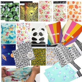 50x Designer Poly Mailer Bag Mailing Postal Bags Gifts Shipping Wrapping Design Pattern Envelope for Mail(Leopard Thank You)