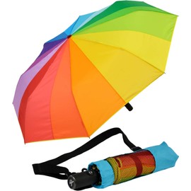 XXL Pocket Umbrella with Automatic Open/Close - Full Class - 122 cm Large Roof, Colourful rainbow 16 colours, Pocket umbrella XXL