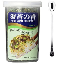JFC Rice Seasoning Furikake + 1 NineChef Long Handle Spoon (Nori, Pack 2)