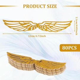 FNANJWQ 80Pcs Wizard Party Chocolate Decoration Wings, Gold Wings Wafer Cupcake Toppers with Glue Point, Hollowed Golden Wing Chocolate Decora for Themed Party Anniversary Birthday Wedding