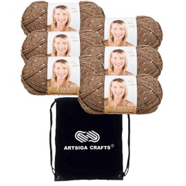 Lion Brand Vanna's Choice Barley 860-403 (6-Skeins - Same Dye Lot) Worsted Medium #4 Acrylic Yarn for Crocheting and Knitting with Project Bag