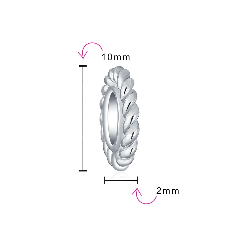 Spacer Bead Charm for Bracelet Twisted Cable Beaded Ball 925