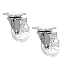 WAGNER Designer swivel castor - skate wheel - set of 2 - transparent wheel, housing highly polished, diameter 50 mm, incl. mounting plate, load capacity 40 kg - 03108502
