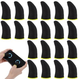 20 PCS Finger Sleeves for Gaming, Carbon Thumb Sleeves Mobile Gaming, Black Gaming Finger Sleeves, Sweatproof Breathable Gamer Finger Sleeve for Mobile Phone Tablet Gaming Stabilizer