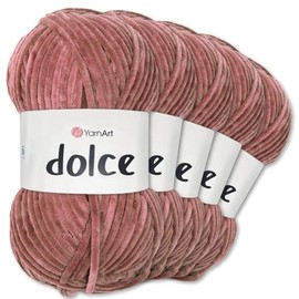 Frida's Wollhaus YarnArt 5 x 100 g Dolce Chenille Wool Yarn Knitting Crochet Amigurumi 52 Colours (751 | Old Rose)