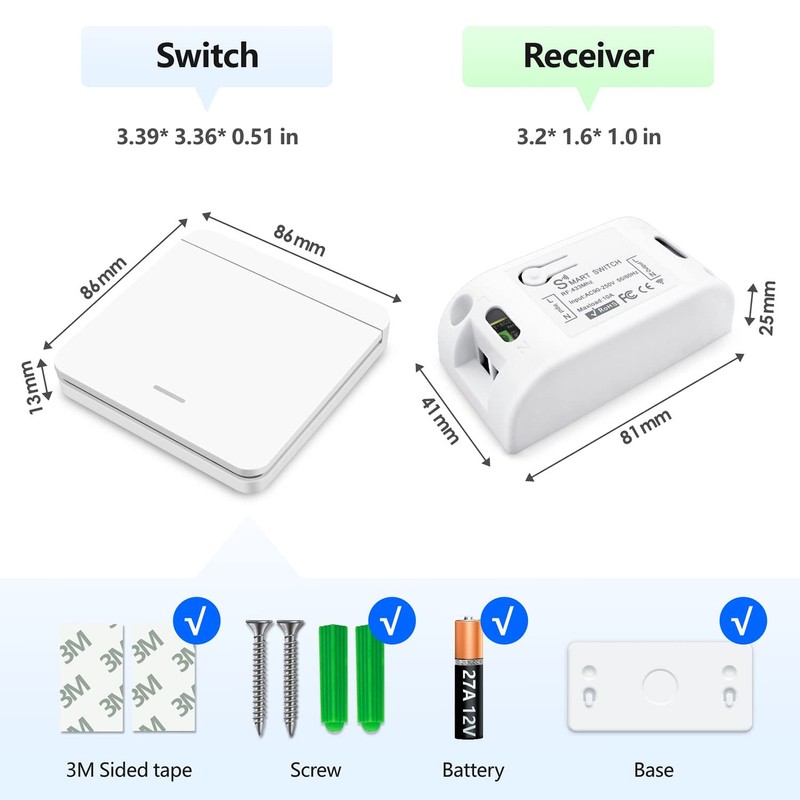 Tedeligo Wireless Switch Kit (1 Switch - 2 Buttons), Mobile