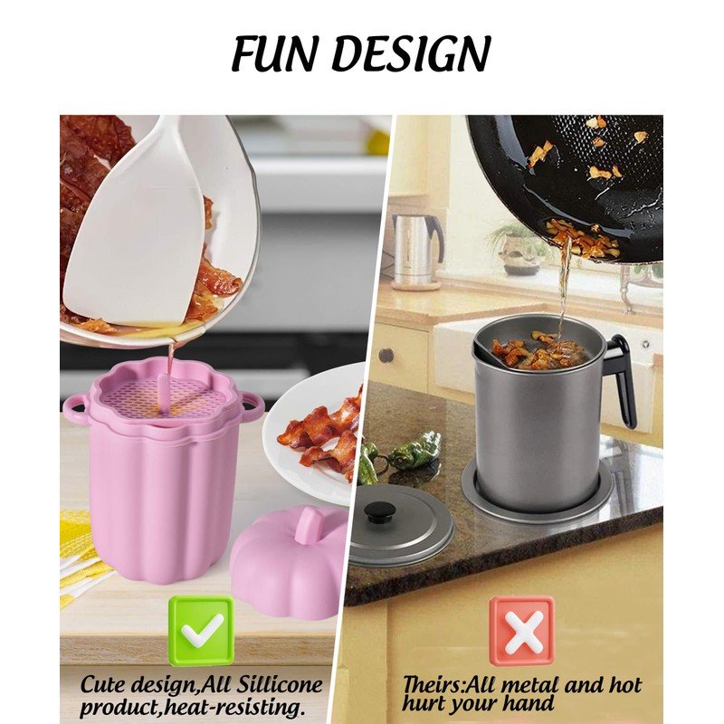 Aliglow Bacon Grease Strainer Bin Collector Kitchen Tools, Fun MulFunctional