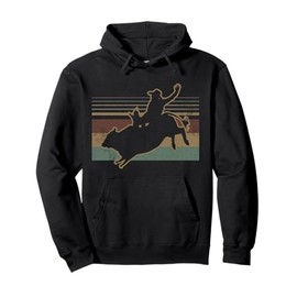 Vintage Retro Cowboy Rodeo Bullriding Gift Design Pullover Hoodie