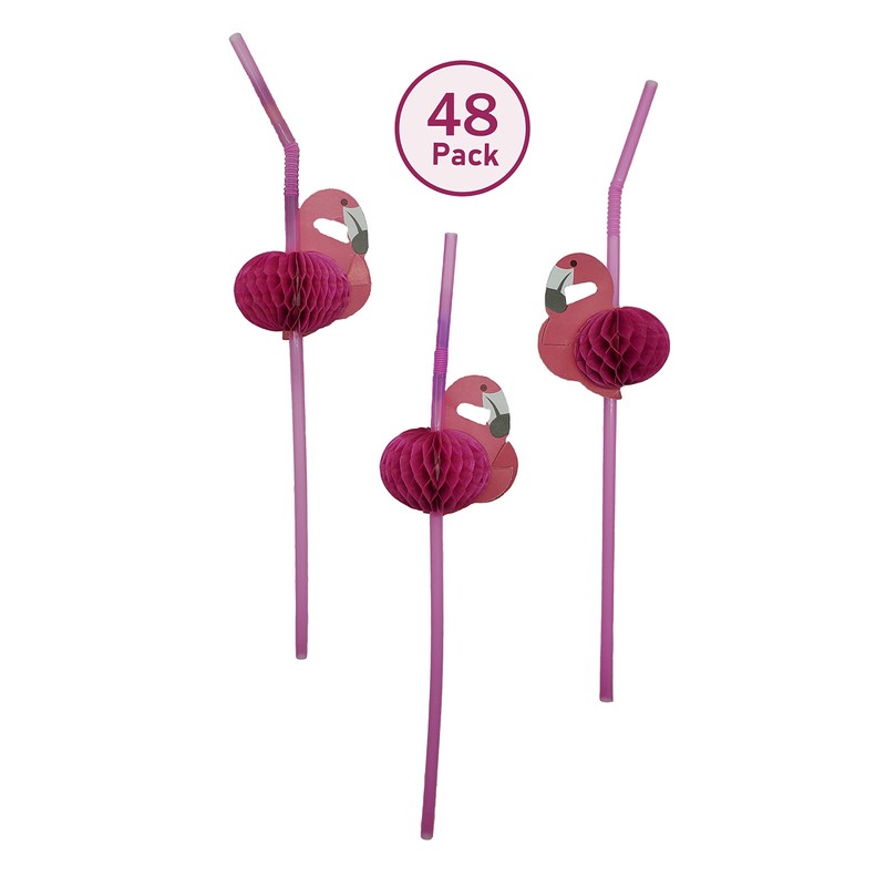 Oriental Trading Company OTC 48 Flamingo Straws/Luau Party Table Decor/Cardboard/Tissue