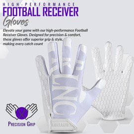 ROLANCIO Football Gloves (White, Youth-Small)
