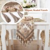 kilofly Elegant Floral Brocade Jacquard Table Runner Tassels (96 x