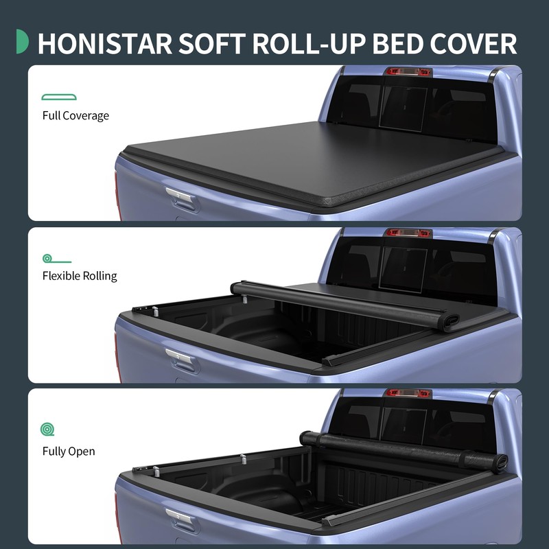 Soft Roll-Up Tonneau Cover Fit for Dodge Ram 1500 2019-2024