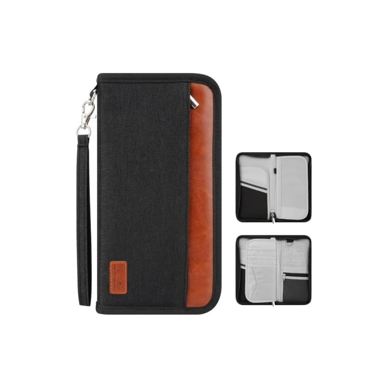 Porta Pasaporte de Cuero PU, Porta Pasaporte con Bloqueo RFID