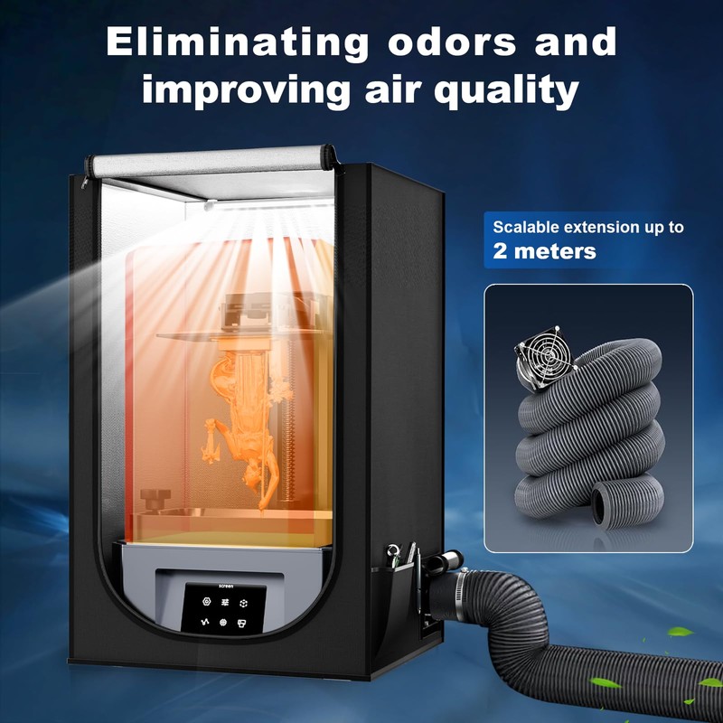 Resin 3D Printer Enclosure with Ventilation Kit & LED Light,