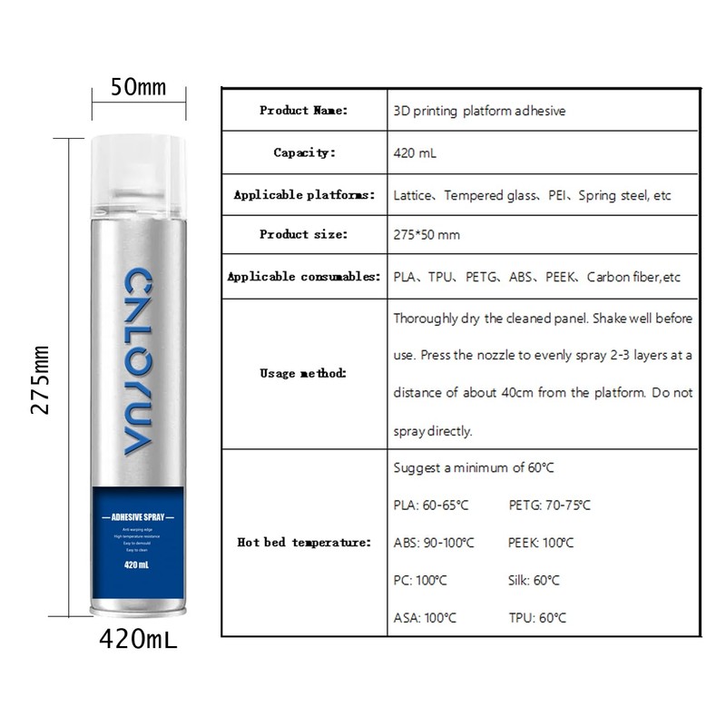 Cnloyua 3D-Druckplattform Sprühkleber (420ml) (420 mL X2)