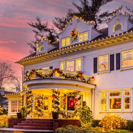 Solar String Lights Outdoor Waterproof 33FT 100 LED Solar String Lights for Outside with 8 Modes Clear Wire, Solar Christmas Lights Outdoor for Christmas Tree Yard Garden Decorations, Warm White