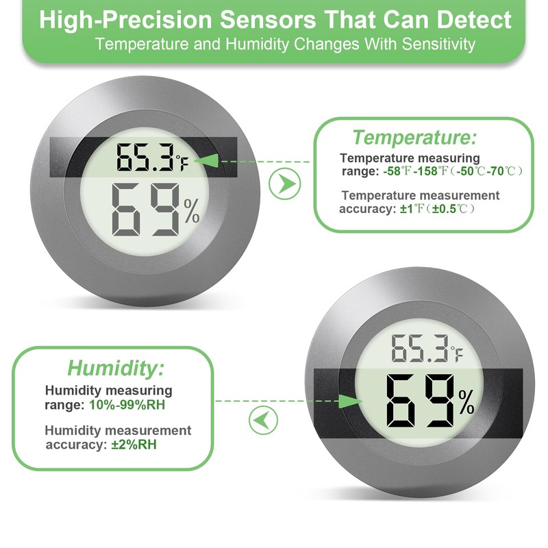 WWHAKO 4-Pack Mini Hygrometer Thermometer Indoor Outdoor Round Humidity Meter,