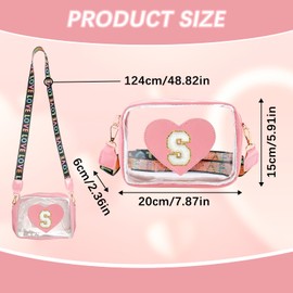 Transparent Crossbody Bag, Cute Waterproof Cosmetic Bag with Zip for Women and Girls, Thickened Pu Transparent Travel Cosmetic, S