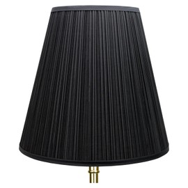 FenchelShades.com Lampshade 9" Top Diameter x 16" Bottom Diameter x 15" Slant Height with Washer (Spider) Attachment for Lamps with a Harp (Pleated Black)