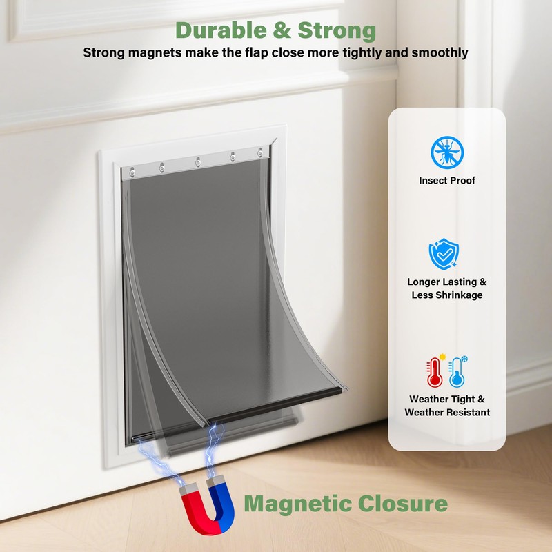 2 Pack Large Dog Door Replacement Flaps with Metal Bracket