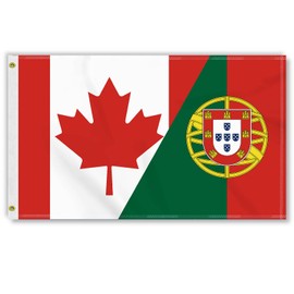 3×5 FT Canada Portugal Flag, Large 100D Canadian Portuguese Friendship National Outdoor Banner,Portugieser Doube Side Printing Decor For Patio Garden With Brass Gromment